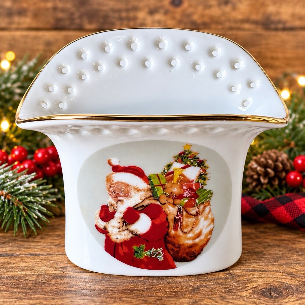 Disney Reutter Porzellan Santa Christmas Napkin Holder Germany Porcelain VTG